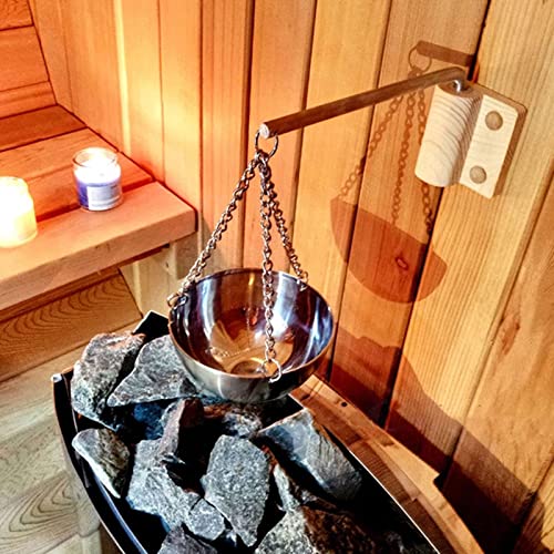 MOUMOUTEN Sauna Aroma Bowl, Sauna Verdampferschale Edelstahl Sauna Aromaschale mit Holzplatte und Schrauben f¨¹r Traditionelle Sauna oder Infrarotsauna