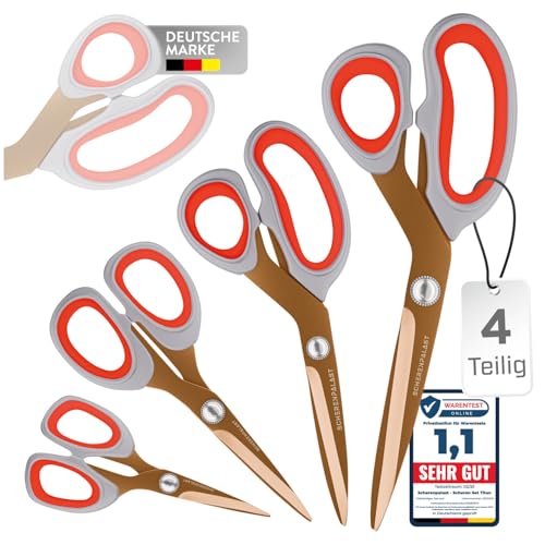 Scheren Set [kupferrot & titanbeschichtet] 23,5 cm, 20,5 cm, 17,5 cm und 13,5 cm | Nähzubehör | Stoffschere | Haushaltsschere | Scissor