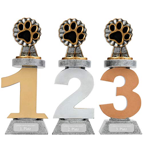 pokalspezialist Pokal Platz 1 Hund Hundezucht Serie VILLON Trophäe mit Gravur