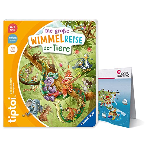 Ravensburger tiptoi Buch - Die große Wimmelreise der Tiere + Kinder Weltkarte | 4-7 Jahre