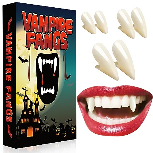 Halloween Vampir Zähne Erwachsene Kinder: Vampirzähne Halloween Vampir Schminke Cosplay Kostüm Accessoires Damen Herren Vampirgebiss, Vampire Teeth Fangs Horror Werwolf Zähne Eckzähne Fangzähne Kleber