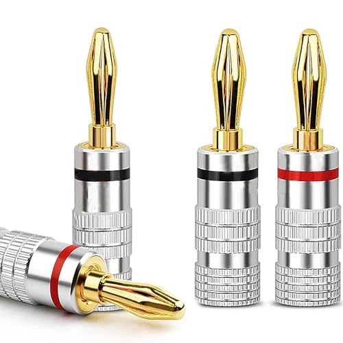 QttvbTna 4 Stück Lautsprecher-Bananenstecker, 4mm Lautsprecheranschlüsse, Audio-Buchsenanschluss für Lautsprecherkabel, Buchsen, Verstärker, passend für Kabel mit Einer Drahtgröße bis zu 4mm