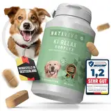 NatiVivo® [TESTSIEGER] 120 Tabletten Premium Hunde K1 Relax Komplex Beruhigungsmittel hochdosiert inklusive Baldrian und Hanföl. Relaxt durch den Alltag! Entspannungs- & Anti-Stressmittel für Hunde