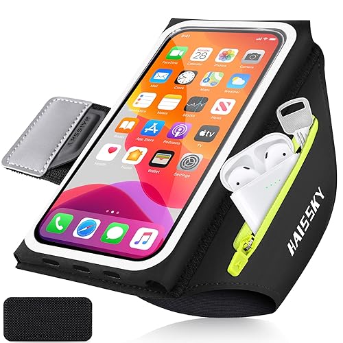 Handytasche Joggen mit Kopfhörertasche, Razobws Armband Handy Arm Strap Band Hülle für iPhone 15 14 13 12 11 Pro Max Galaxy S24 S23 Ultra wasserdichter Gürtel mit verstellbarem 17,2 cm (6,8 Zoll)