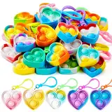 JOYIN 30 Stück(Herz) Pop-Schlüsselanhänger, Mini-Fidget-Spielzeug, , Partygeschenke für Kinder von 4–8, Popit Keychain für Kinder Jungen Mädchen Mitgebsel Kindergeburtstag