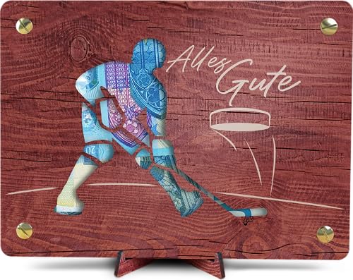 Eishockey - XL Geldgeschenk aus Holz inkl. Ständer | Eishockey Geschenk, Hockey Deko, Geldgeschenke, Wunscherfüller, Geldgeschenk Geburtstag, Geldgeschenke Geburtstag, Geburtstagskarte