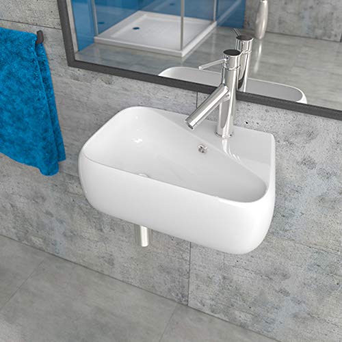 Design Keramik Waschbecken Waschtisch Waschschale Aufsatzwaschbecken Aufsatzwaschtisch Gäste WC Becken mit Armaturloch Rechts KB-A486 -R BxTxH 45,5x28x15,5cm