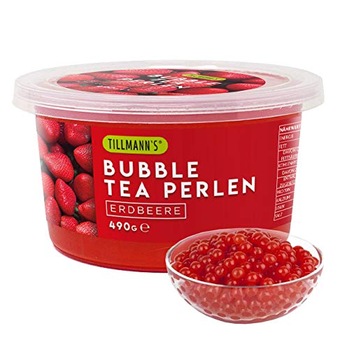 TILLMANN'S Bubble Tea Perlen Erdbeere | 490g Popping Boba Fruchtperlen für Bubble Tea | 100% gelatine- & glutenfrei | mit echtem Fruchtsaft