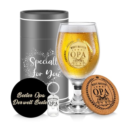 Geschenke für Opa Personalisierte Biergläser für Opa Geburtstag Bierglas Mit Gravur Geschenke für Männer Bester Opa Geburtstagsgeschenke Bierkrug Geschenk für Opa Biergläser Geschenke Weihnachten