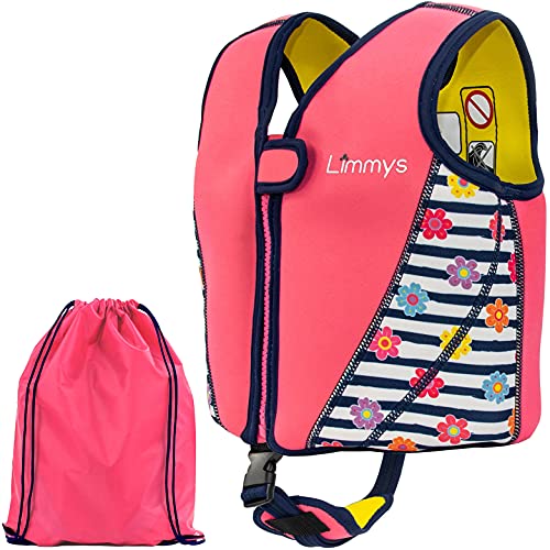 Limmys Premium Schwimmweste Kinder - Schwimmhilfe für Kinder und Kleinkinder – Moderne Kinder Schwimmweste Baby, für Jungen und Mädchen - Mit Kordelzug-Tasche