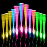 Kangtaixin 12 Stück Bunte LED Leuchtstäbe - Glasfaser Leuchtstab mit Batterie, Glasfaser-Geschenkspielzeug für Kinder für Nachtpartys, Konzerte, Weihnachten, Karneval, Hochzeiten (Bunt)