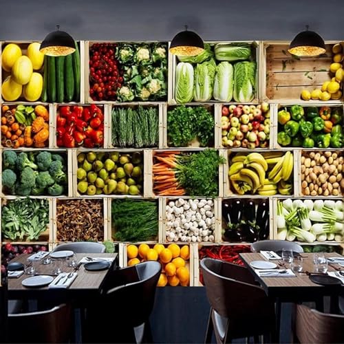 Gemüsemarkt Obstladen Moderne 3D Tapete Geprägte Seide Neutrale Töne Material Ideal Für Wohnzimmer Schlafzimmer-250cm×170cm