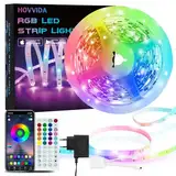 HOVVIDA LED Strip 5M, 30 LEDs/Meter, 150 LED, RGB LED Streifen, APP und Fernbedienung, Musikmodus, Timing-Modus, LED für Zimmer, Wohnzimmer, Küche, Schlafzimmer, Bar, Party