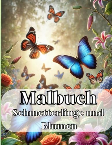 Schmetterlinge und Blumen Malbuch: 60 Großformatige Designs für Teenager & Erwachsene ab 12 Jahren – Entspannung & Kreativität – Hochwertiges Papier – Perfekt zum Stressabbau