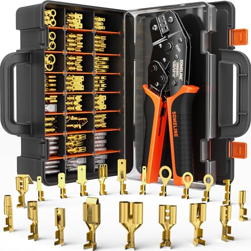 SOMELINE® Crimpzangen Set, 20 Arten [0,25-2,5mm²] Flachsteckhülsen Set, Flachsteckhülsenzange, Spade Steckverbinder Krimpzange, Crimpzangen Tool, Crimp Zange, Crimpwerkzeug, Crimp Tool, Presszange