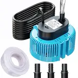 Lnicez Schmutzwasserpumpe Tauchpumpe 75W 3000L/H Wasserpumpe 3.2m max Förderhöhe, Tauchpumpe Schmutzwasser Mit 5m Schlauch und 7,5m Netzkabel,Tauchpumpe Flachsaugend 3 Adapter (Blau)