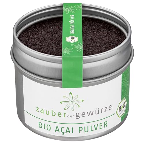 Zauber der Gewürze Acai Pulver bio – Acai-Beeren-Pulver für Acai Bowl, als Smoothie Pulver, für Müsli, gefriergetrocknet, aus Brasilien, 35 g