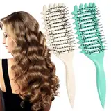 Vinuwu 2Stück Curly Hair Brush, Locken Detangler Bürste, Haarbürste Ohne Ziepen, Entwirrbürste Defining Dry Wet Dickes Dünner Lange Haare, Lockenbürste Haarbürste für Damen Herren, Hair Care