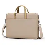 FUNSEED Laptoptasche für Damen und Herren, 35,6 cm (14 Zoll), 38,1 cm (14 Zoll), großes Fassungsvermögen, einfarbig, wasserdicht, Polyester, Umhängetasche, Beige, 15.6 in