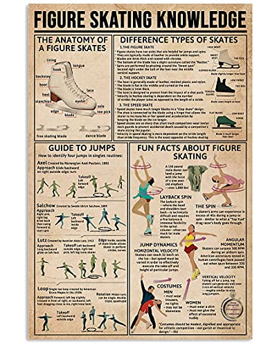 Oudrspo Eiskunstlauf-Wissen, Metall-Blechschilder, Eiskunstlauf-Infografik, Leseposter, Eislauf-Spielerführer, Plaketten, Eislaufbahn, Club, Zuhause, Schlafzimmer, Wanddekoration, 20,3 x 30,5 cm