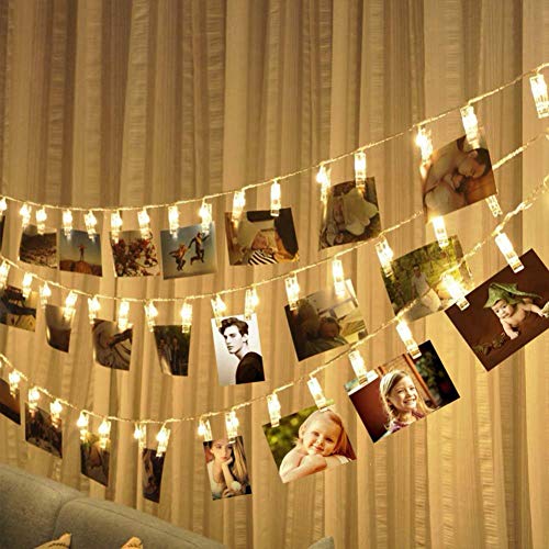 30 LEDs Foto Clips Lichterketten Warmweib 3M Fotolichterkette Wanddekoration fur Foto Kunstwerke Valentinstag Hochzeit Party Romantische Deko