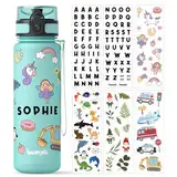 bumpli® Trinkflasche Kinder - 500ml - GRATIS Namensticker- Trinkflasche Kohlensäure geeignet, auslaufsicher - BPA-frei mit Fruchteinsatz - Ideal für Schule, Kindergarten, Sport (Mint)