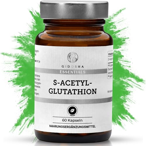 QIDOSHA® S Acetyl Glutathion Kapseln, stabilisiert durch Acetylierung & besser bioverfügbar als einfaches L-Glutathion, 250mg/Kapsel, 60 Stk/Glas, natürlich aus Fermentation, S Acetyl Glutathion 250