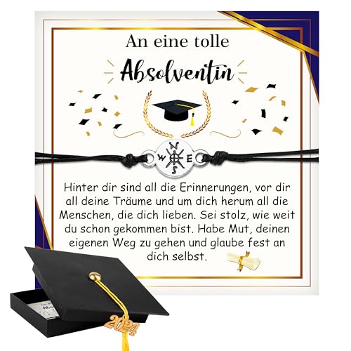 Shoppawhile Abitur 2024 Geschenke Schulabschluss Geschenk Mädchen Junge Abi Armband Abschluss Bachelor Abi 2024 Geschenk für Frau Tochter