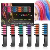 Haarkreide Kamm 6 Stück, Bunte Temporäre Haarfarbe Kamm, Auswaschbar Instant Haarfarbe Farbenfroh Haarkreide, Festival Accessoires Für Halloween Cosplay Party, Geburtstagsgeschenk Für Mädchen