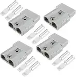 Yerleomit Anderson Stecker 50A, 4 Pack Batterie Stecker Anderson Stecker Batterieanschluss 50A 600V Stecker Batterieanschluss Quick Connect Akku Schnellanschluss für Auto Wohnmobil Wohnwagen Grau