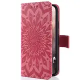 Uposao Handyhülle für Samsung Galaxy Core Prime Leder Tasche Schutzhülle Brieftasche Handytasche Retro Vintage Henna Mandala Blumen Ledertasche Lederhülle Klapphülle Case Flip Cover,Rosa