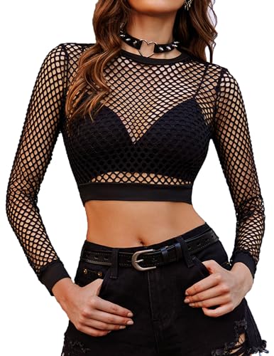 Avidlove Damen Dessous Sexy Lingerie Fischnetz Sexy Bodys One Piece Top Netz Oberteil Mesh Bluse Tunika Casual Clubwear Party Tops,SchwarzXXL