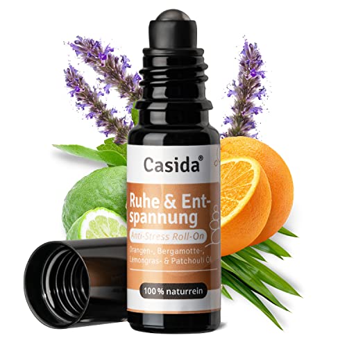 Casida® Roll-On "Ruhe & Entspannung" - Anti-Stress Duft Roll-on zur Entspannung von Körper, Geist und Seele - Duftöl, Aromaöl, Ätherisches Öl für die Aromapflege unterwegs - 10 ml (Ruhe & Entspannung)