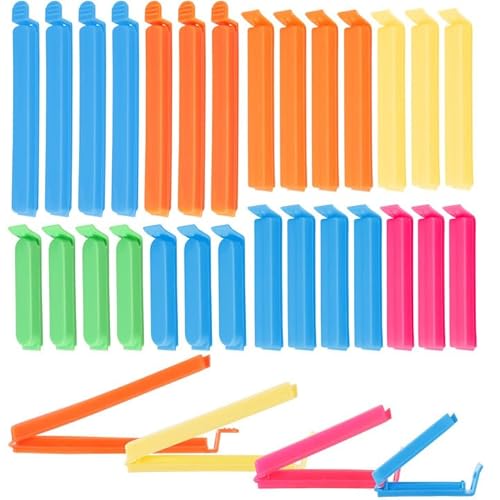 32 Stück Verschlussclips,Lebensmittel Clips Kunststoff 7/9/11/16 cm Verschlussklammern Plastik Mehrere Farben, Tütenclips Bunt Küche Wiederverwendbar Tütenclips für Verpackung Süßigkeiten Snacks