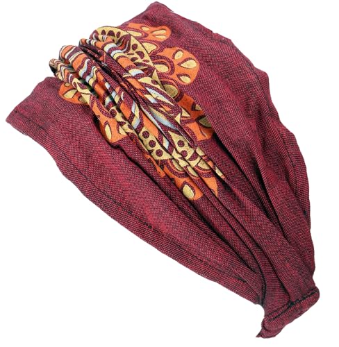 GURU SHOP Haarband, Kopfband, Bandana mit Farbenfrohem Mandala, Kopfbedeckung, Herren/Damen, Weinrot, Baumwolle, Size:One Size