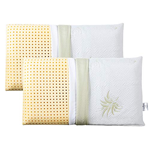 EVERGREENWEB Angebot! 2er Set Kissen 40x80 Hoch 12 cm 100% Memory Foam, Doppelbezug aus Aloe Vera und Baumwolle, herausnehmbar, für Halswirbelsäulenschmerzen, Medizinischem Gerät