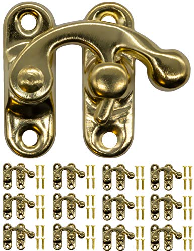 FUXXER® 12 Verschlüsse Rast-Haken, Metall-Haken, Vintage Stil, Antik-Design, 32x28mm, gold