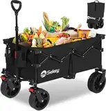 Sekey XXL Bollerwagen Faltbar mit Bremsen 150L 150KG, Breite Reifen Alle Gelände, Patentiert Zusammenfaltbar aus 4 Richtungen, Kein Zusammenbau erforderlich, XXL 4020, Schwarz