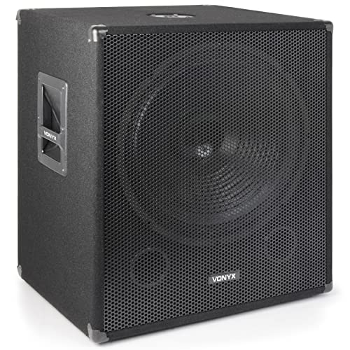 Vonyx SWA18 PA Subwoofer Aktiv, stabile Bassbox, 18 Zoll Sub 1000 Watt, Tieftöner mit integrierter Verstärker, Aktive DJ Lautsprecherbox mit Filzbeschichtung in schwarz