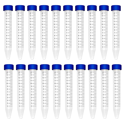 HUAZIZ 20 Pcs 15ml Konische Kunststoffröhrchen,Graduierte Probenbehälter Abgestuften Mikrozentrifugenröhrchen mit blue Schraubverschluss für Labor