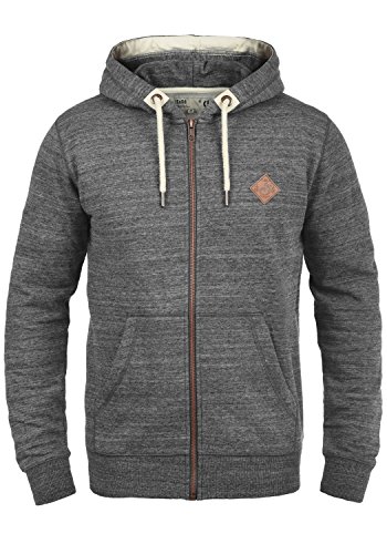 Solid SDCraig Herren Sweatjacke Kapuzenjacke Hoodie mit Kapuze Kordelzug Reißverschluss Kängurutasche Baumwollmischung Regular fit, Größe:M, Farbe:Grey Melange (8236)