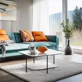Wohnando Couchtisch mit Marmor Optik weiß, Ares, 75x75x38cm helles Mamordekor - Wohnzimmertisch mit Metall-Gestell | Sofatisch Eckig Tisch Wohnzimmer | Beistelltisch