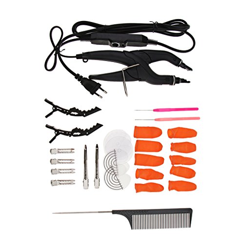 Perfeclan Wärmezange Connector Bondingzange Zubehör Set Haarverlängerung hair accessoriess Haarverbinder Kamm Clips Werkzeuge für Salons, 1 Satz