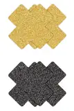 NS Novelties Pretty Pasties Glitter Cross Black/Gold 2 Pair One Size