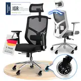 ELITESEATS Bürostuhl Ergonomisch Zertifiziert Schreibtischstuhl 4D Armlehnen | Büro Stuhl [Leise, Kratzerfreie Rollen] Home Office Chair 2D Lordosenstütze Ergonomischer Computerstuhl, Drehstuhl 150kg