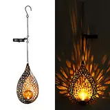 Navaris 1x LED Solar Hängelampe Tropfen-Design - orientalische Garten Solarlampen außen - Outdoor Solar Hängelaterne Solarlampe hängend mit Haken