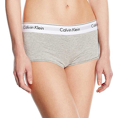 Calvin Klein Damen Hipster Boyshort Baumwolle mit Stretch, Grau (Grey Heather), XS