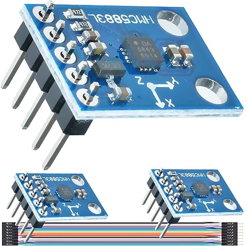 DAOKAI Triple Axis Compass Magnetometer Sensor GY-273 QMC5883L HMC5883L Dreiachsiges Kompass-Magnetometer-Sensormodul 3V-5V mit Dupont-Kabel für Arduino, 3er-Pack