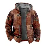SRZYMJ Braun Herrenjacke durchgehender Reißverschluss lässige winddichte Bomberjacken Winter warm gepolsterte Mäntel Jacken Jacke Sommer Leicht Tweed Jacke Fahrrad Kleidung Softshell Jacke Hemd