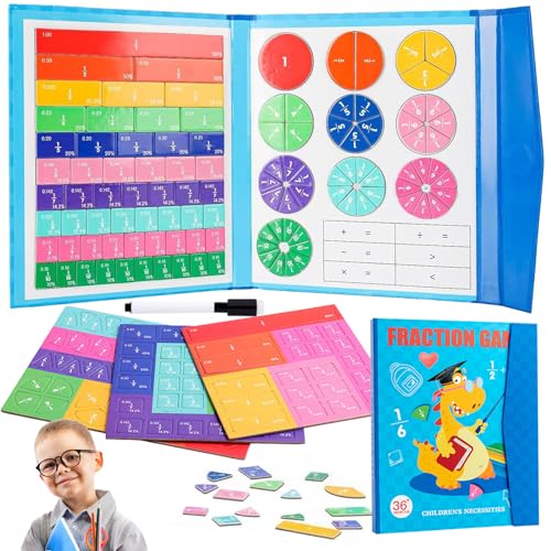 Bruchteil Puzzle,Magnetisches Buch Bruchteil Puzzle für Kinder,Magnetisches Bruchbuch,Bruchrechnen Magnet Material,Montessori Bruchrechnen für Kindergarten Grundschule Brüche Mathematik Lernmittel (A)